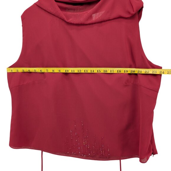 Alfred Angelo Chiffon 2 Pc Formal Outfit Red Evening Overlay Top Skirt Size 2X - Picture 12 of 14